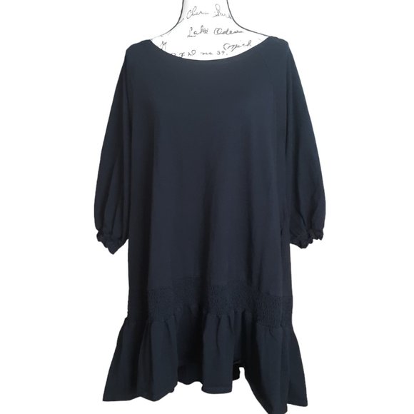 Free People Black Peplum Hem Boho Beaded Pockets Oversized - Picture 1 of 9